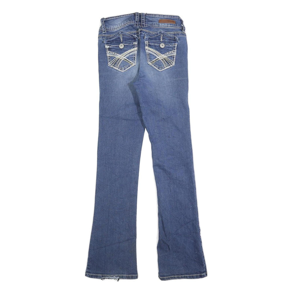 WALL FLOWER Womens Blue Regular Bootcut Denim Medium W24 L30 Stylish Zip Jeans