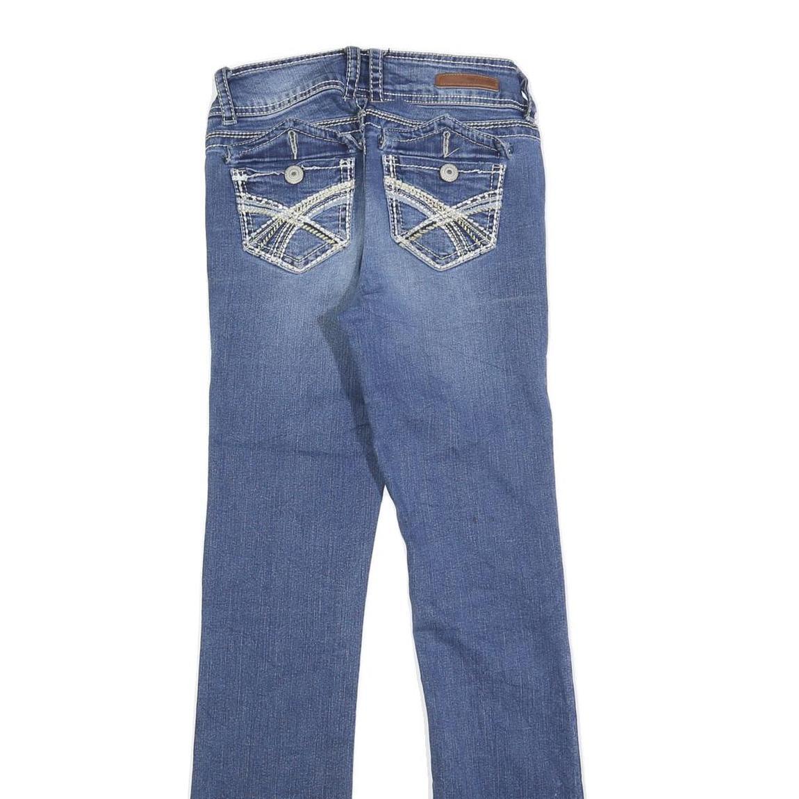 WALL FLOWER Womens Blue Regular Bootcut Denim Medium W24 L30 Stylish Zip Jeans