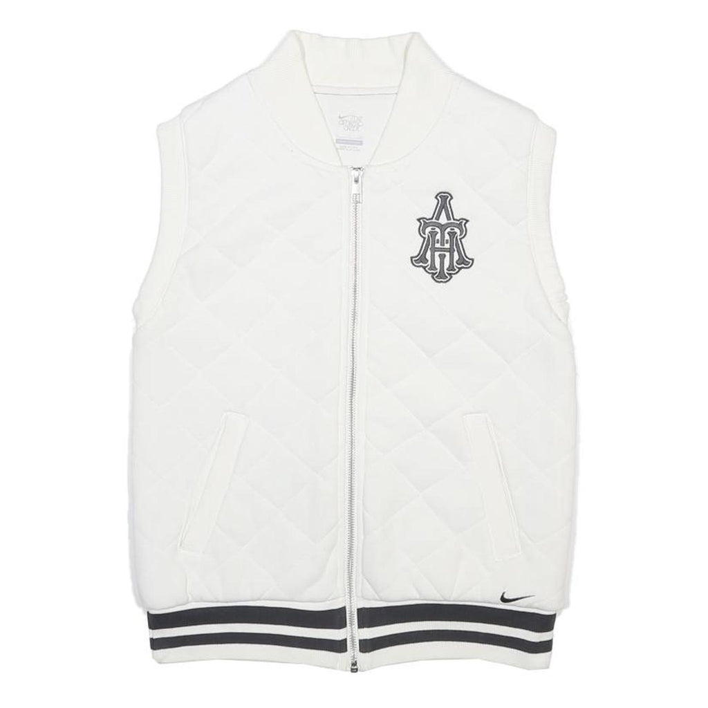 ADIDAS Womens White Quilted Sleeveless Cotton Jacket S Zip Casual Sports