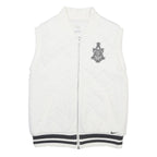 ADIDAS Womens White Quilted Sleeveless Cotton Jacket S Zip Casual Sports