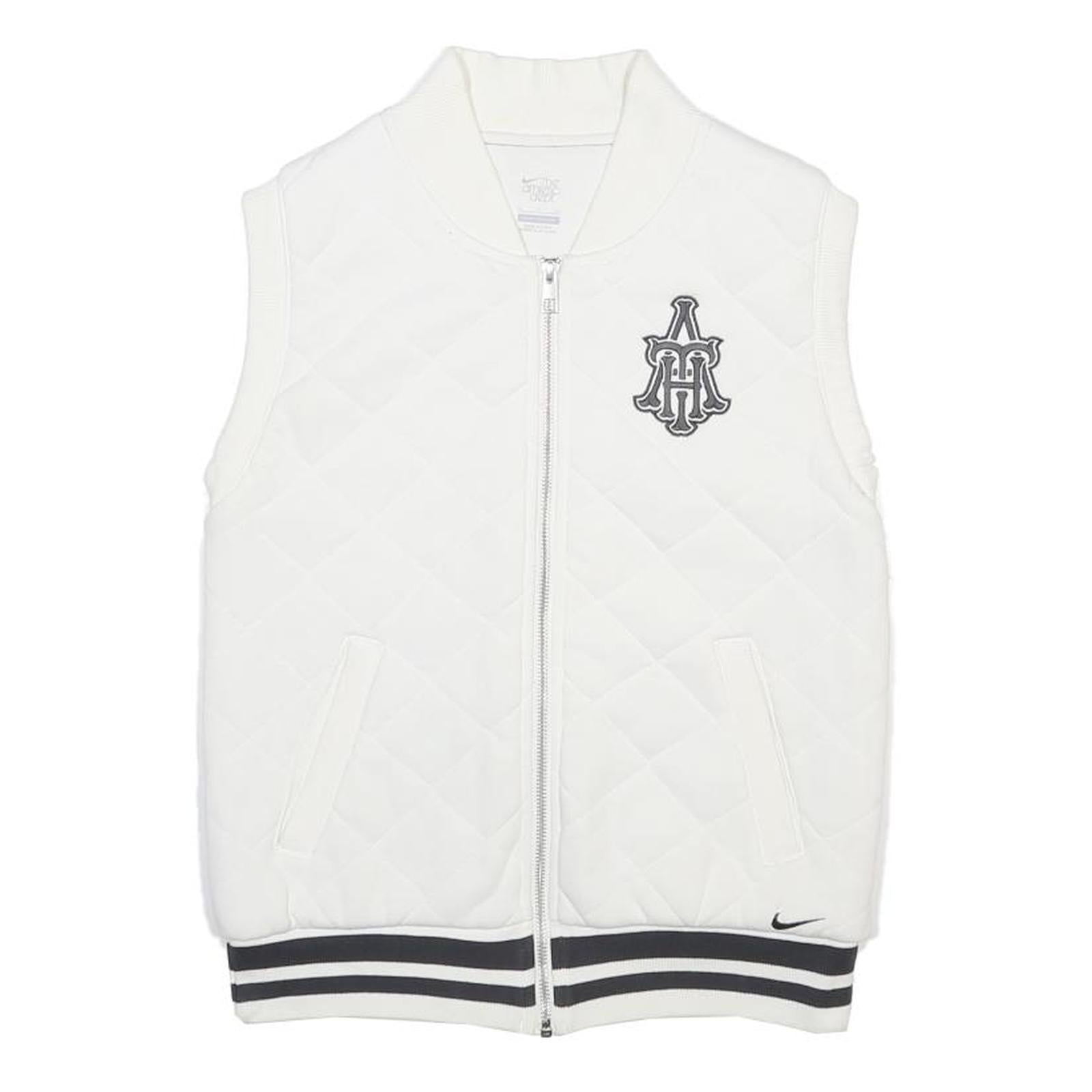 ADIDAS Womens White Quilted Sleeveless Cotton Jacket S Zip Casual Sports