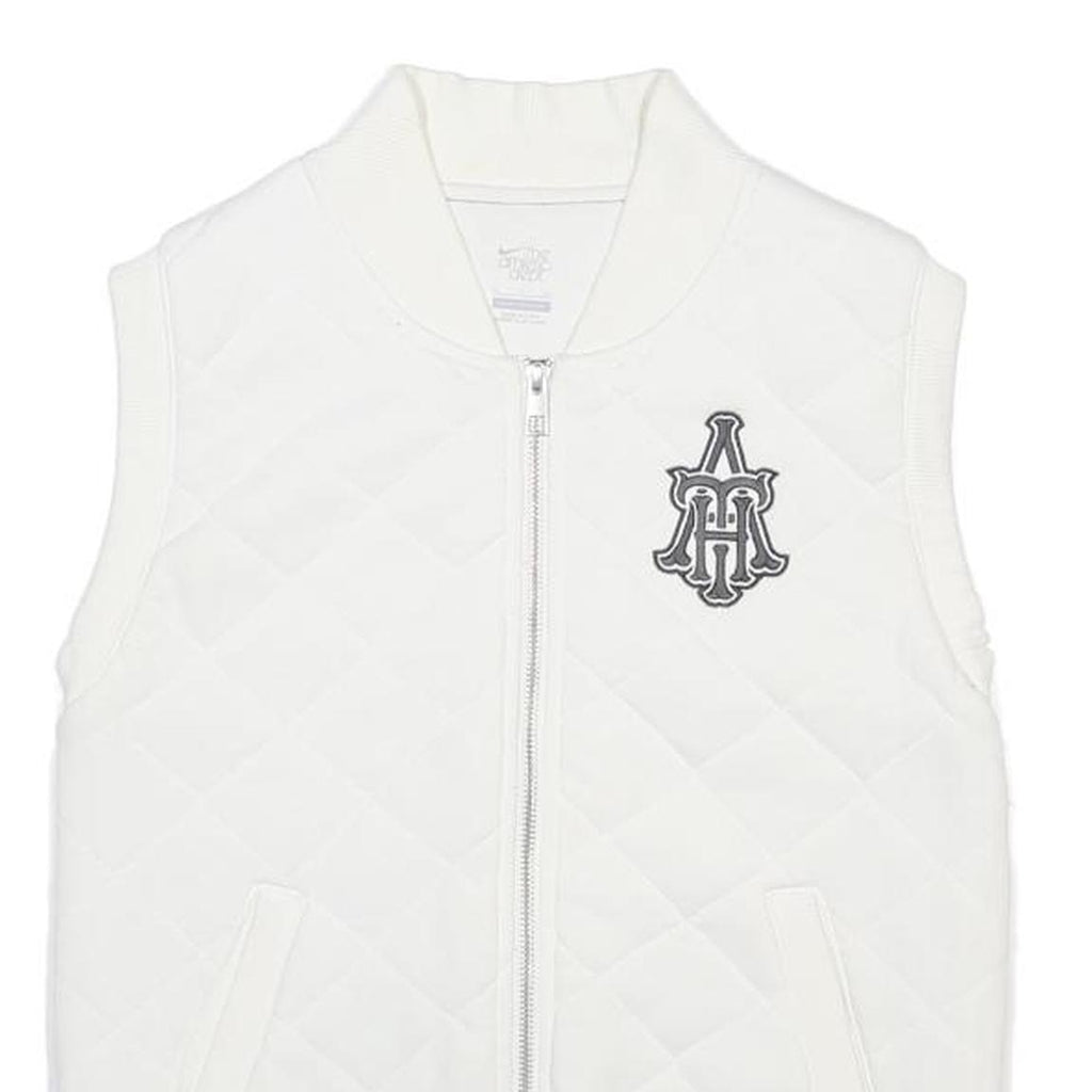 ADIDAS Womens White Quilted Sleeveless Cotton Jacket S Zip Casual Sports