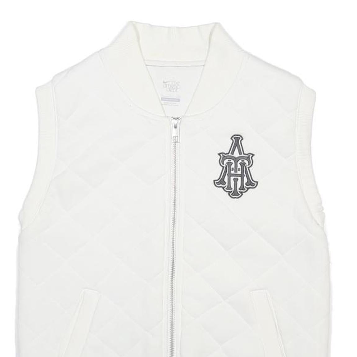 ADIDAS Womens White Quilted Sleeveless Cotton Jacket S Zip Casual Sports