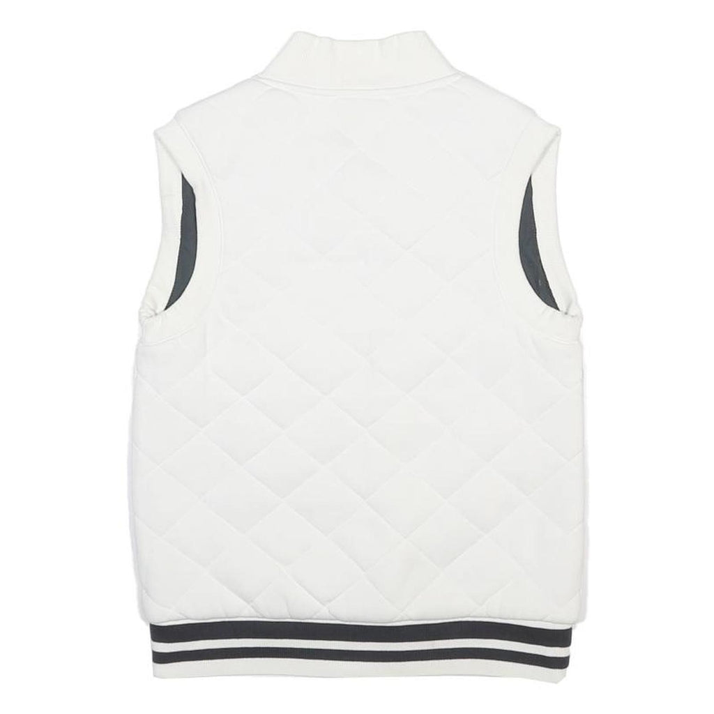 ADIDAS Womens White Quilted Sleeveless Cotton Jacket S Zip Casual Sports
