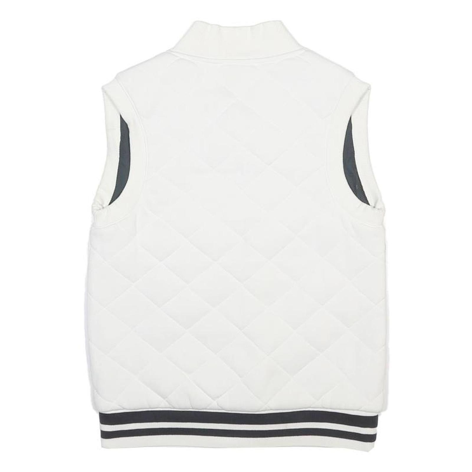 ADIDAS Womens White Quilted Sleeveless Cotton Jacket S Zip Casual Sports
