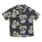 MD FASHION Mens Black & Yellow Hawaiian Shirt XL Rayon Floral Short Sleeve