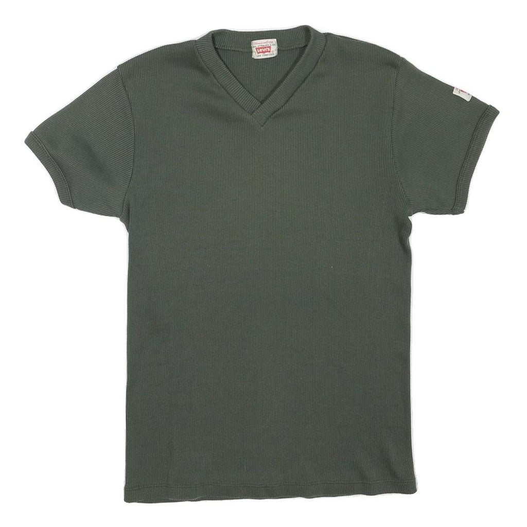 LEVI'S Womens Green S Short Sleeve V-Neck Cotton Blend T-Shirt Casual