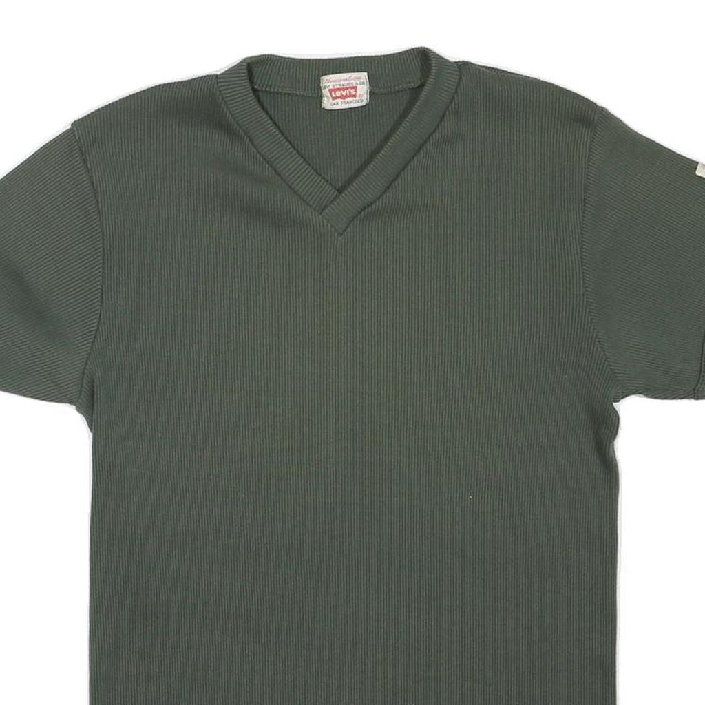 LEVI'S Womens Green S Short Sleeve V-Neck Cotton Blend T-Shirt Casual
