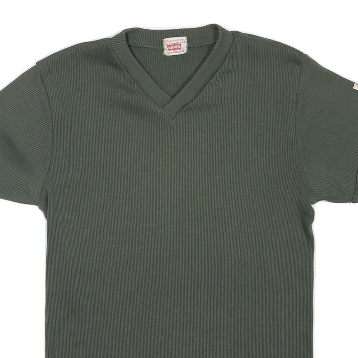 LEVI'S Womens Green S Short Sleeve V-Neck Cotton Blend T-Shirt Casual