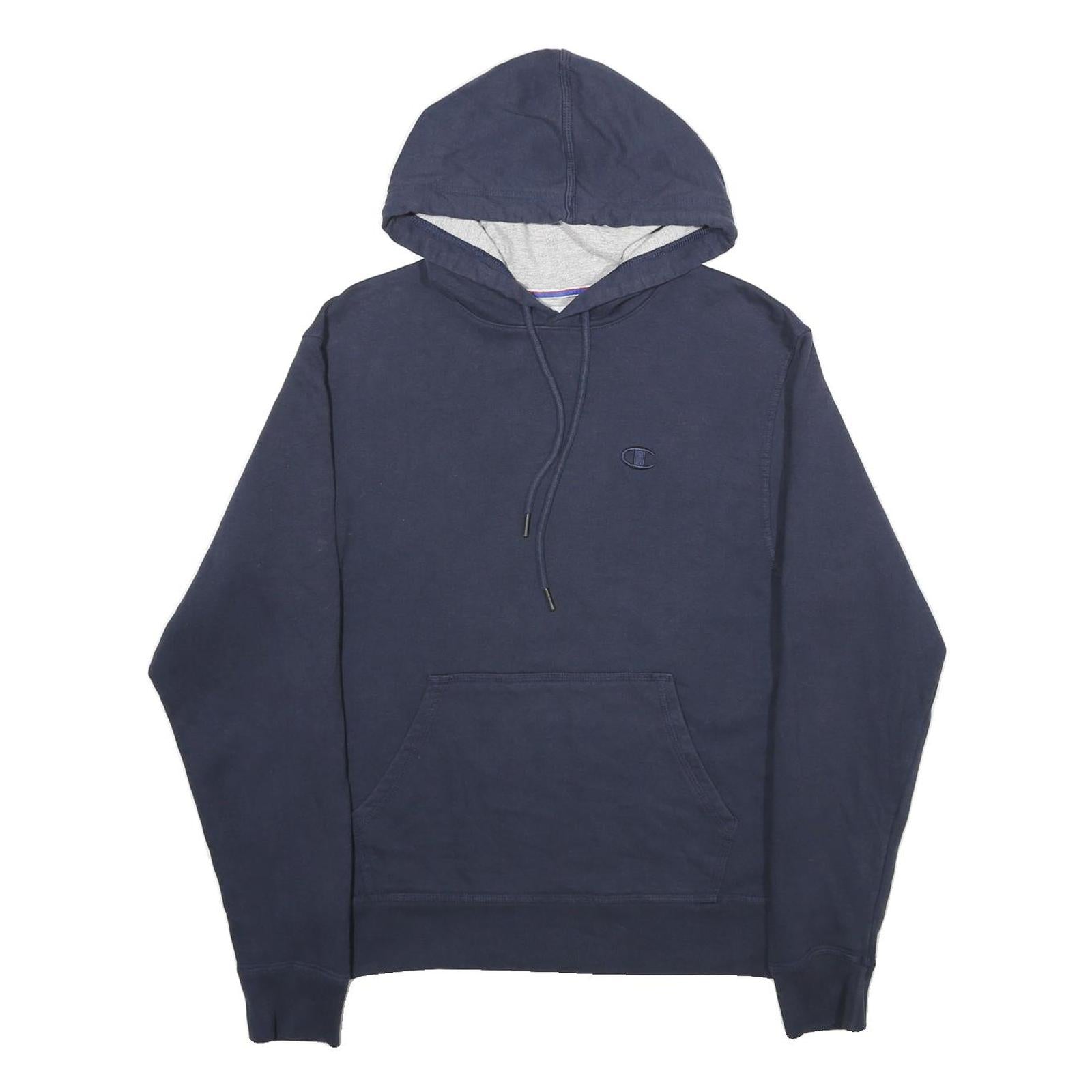 CHAMPION Mens Navy Hoodie S Cotton Blend Pullover Drawstring Hooded Sweatshirt