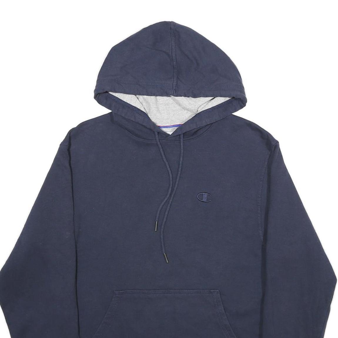 CHAMPION Mens Navy Hoodie S Cotton Blend Pullover Drawstring Hooded Sweatshirt