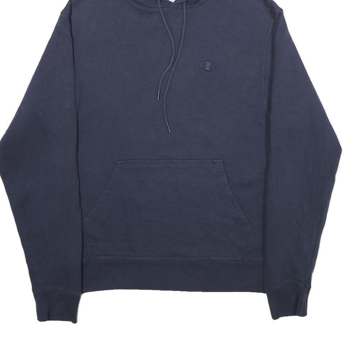 CHAMPION Mens Navy Hoodie S Cotton Blend Pullover Drawstring Hooded Sweatshirt