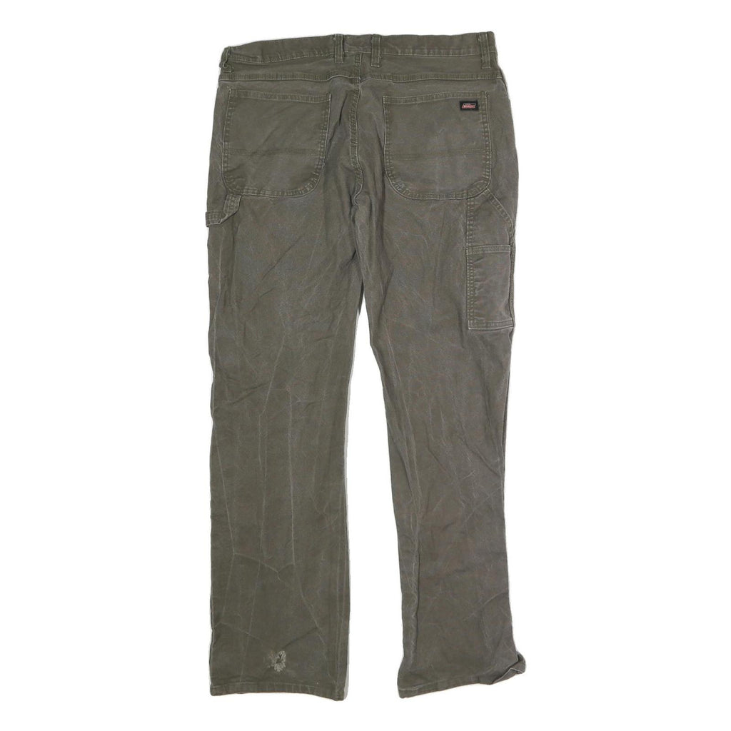 DICKIES Mens Cotton Blend Regular Fit Brown Trousers W38 L33 Workwear Utility