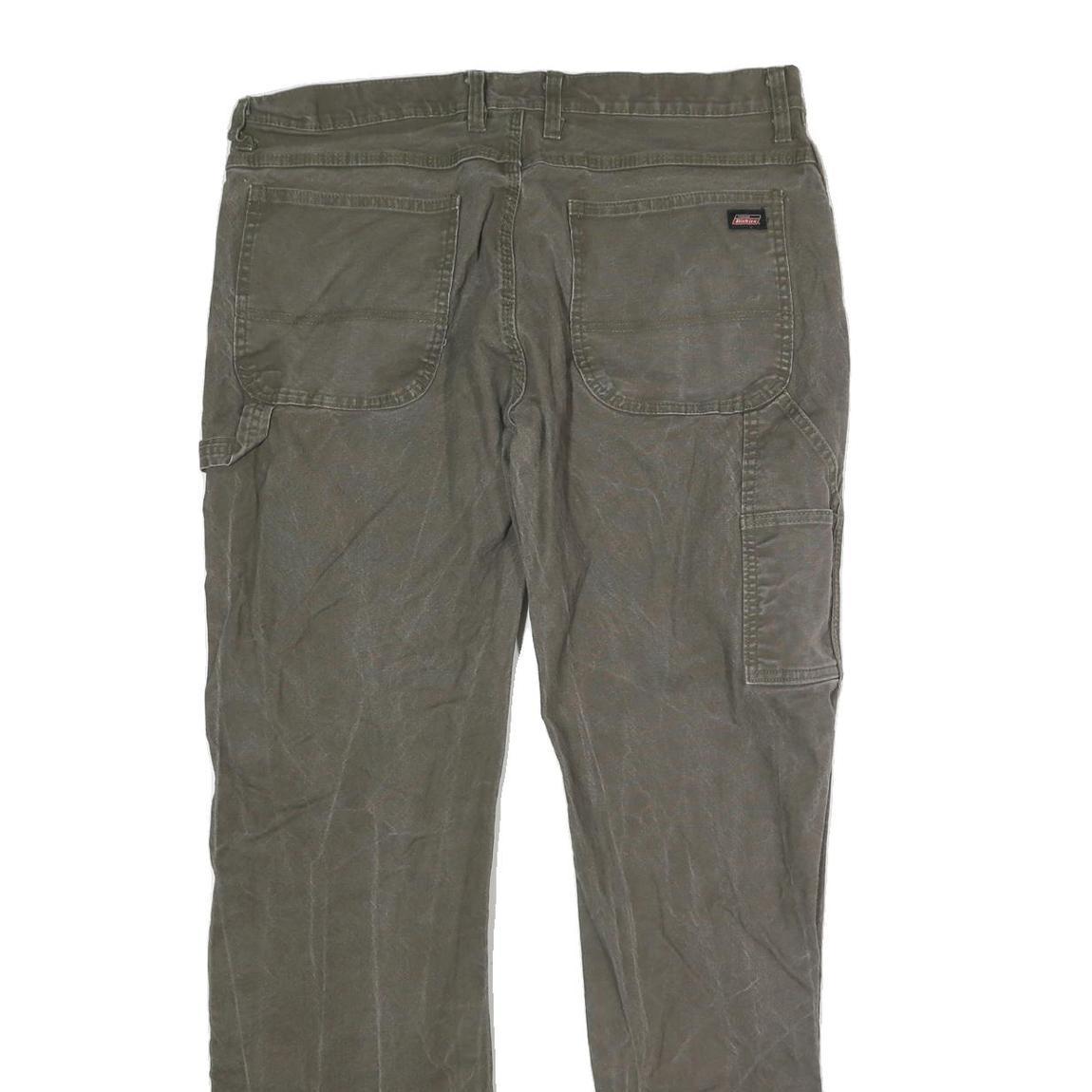 DICKIES Mens Cotton Blend Regular Fit Brown Trousers W38 L33 Workwear Utility