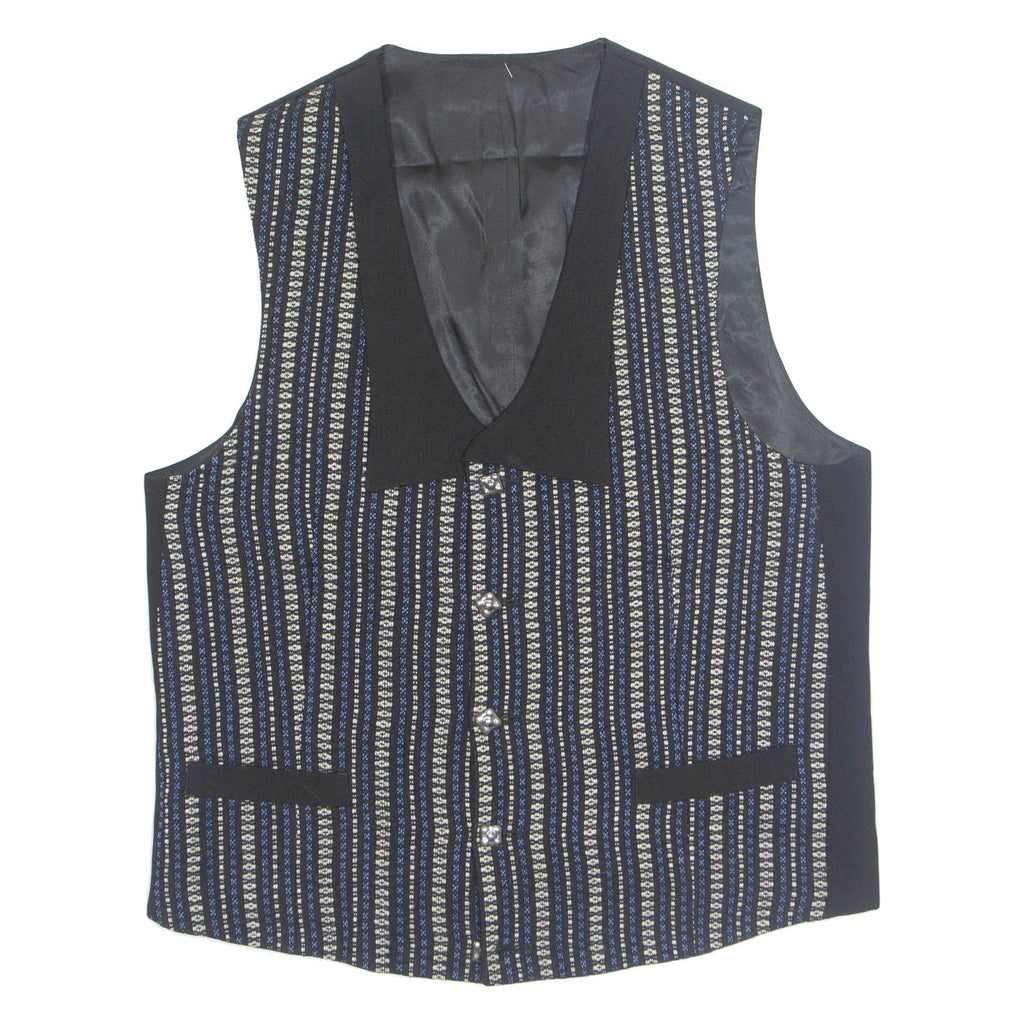 Womens Printed Waistcoat Black V-Neck Sleeveless Striped XL