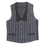 Womens Printed Waistcoat Black V-Neck Sleeveless Striped XL