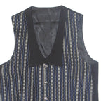 Womens Printed Waistcoat Black V-Neck Sleeveless Striped XL