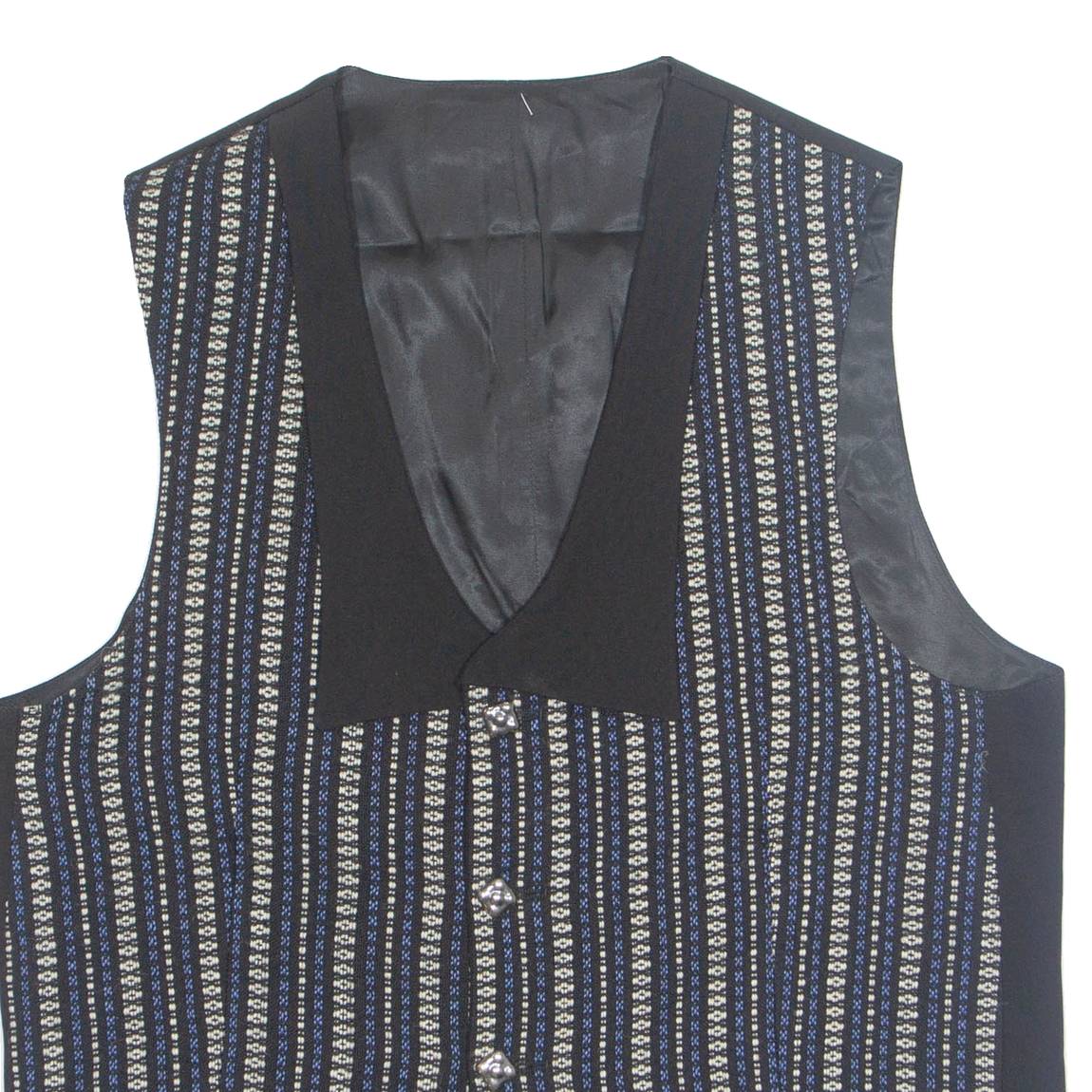Womens Printed Waistcoat Black V-Neck Sleeveless Striped XL
