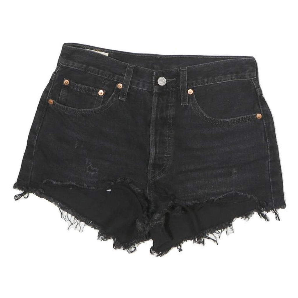 LEVI'S Womens Black Denim Cut-Off Shorts M W30 Distressed Casual Summer