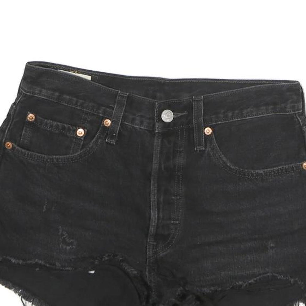 LEVI'S Womens Black Denim Cut-Off Shorts M W30 Distressed Casual Summer