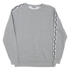 FILA Womens Grey Sweatshirt Crew Neck UK 14 Logo Tape Sleeve Casual Pullover