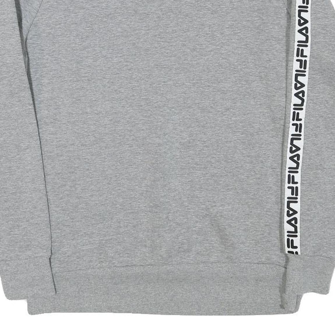 FILA Womens Grey Sweatshirt Crew Neck UK 14 Logo Tape Sleeve Casual Pullover