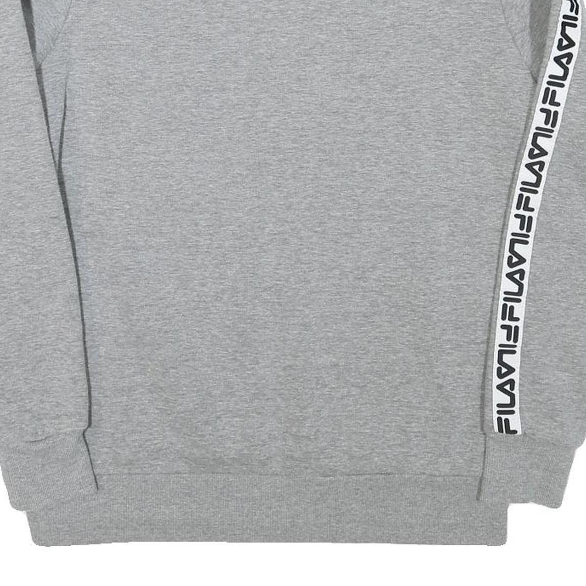 FILA Womens Grey Sweatshirt Crew Neck UK 14 Logo Tape Sleeve Casual Pullover