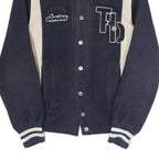 HILFIGER DENIM Mens Navy & Cream Letterman Cotton Blend Jacket S Button Varsity