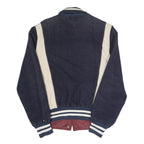 HILFIGER DENIM Mens Navy & Cream Letterman Cotton Blend Jacket S Button Varsity