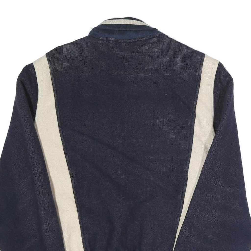 HILFIGER DENIM Mens Navy & Cream Letterman Cotton Blend Jacket S Button Varsity