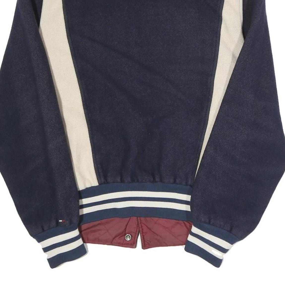 HILFIGER DENIM Mens Navy & Cream Letterman Cotton Blend Jacket S Button Varsity