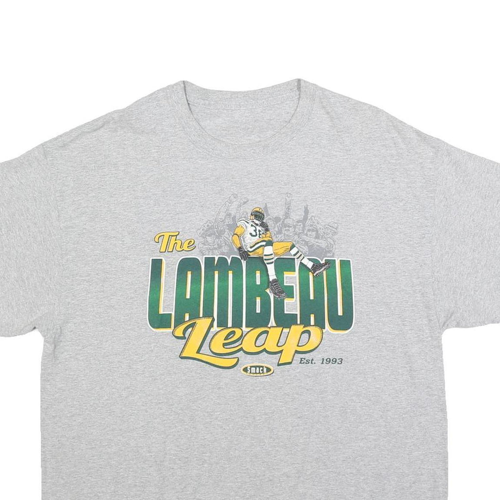 Mens Grey The Lambeau Leap Cotton Blend Graphic T-Shirt XL Short Sleeve Crew