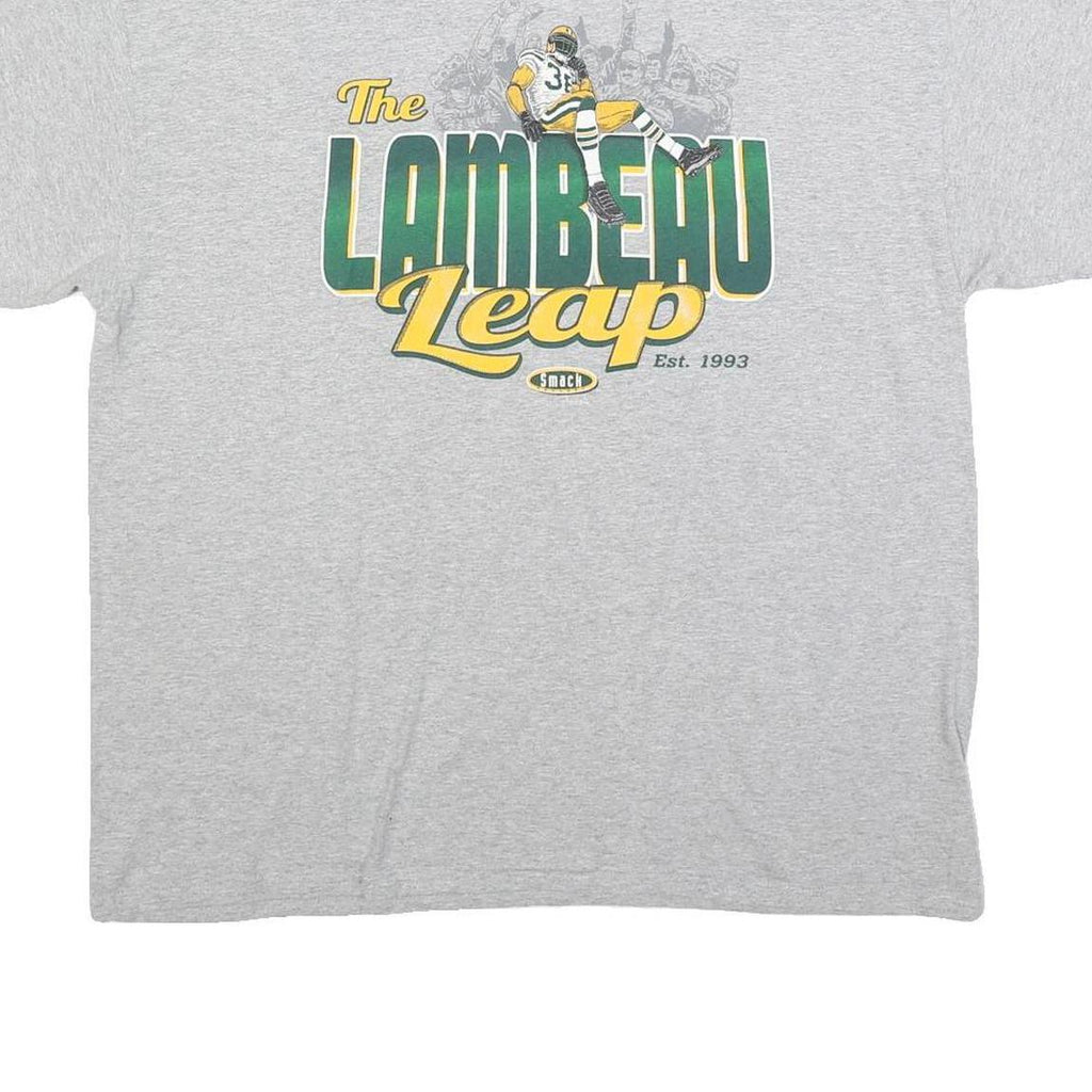 Mens Grey The Lambeau Leap Cotton Blend Graphic T-Shirt XL Short Sleeve Crew