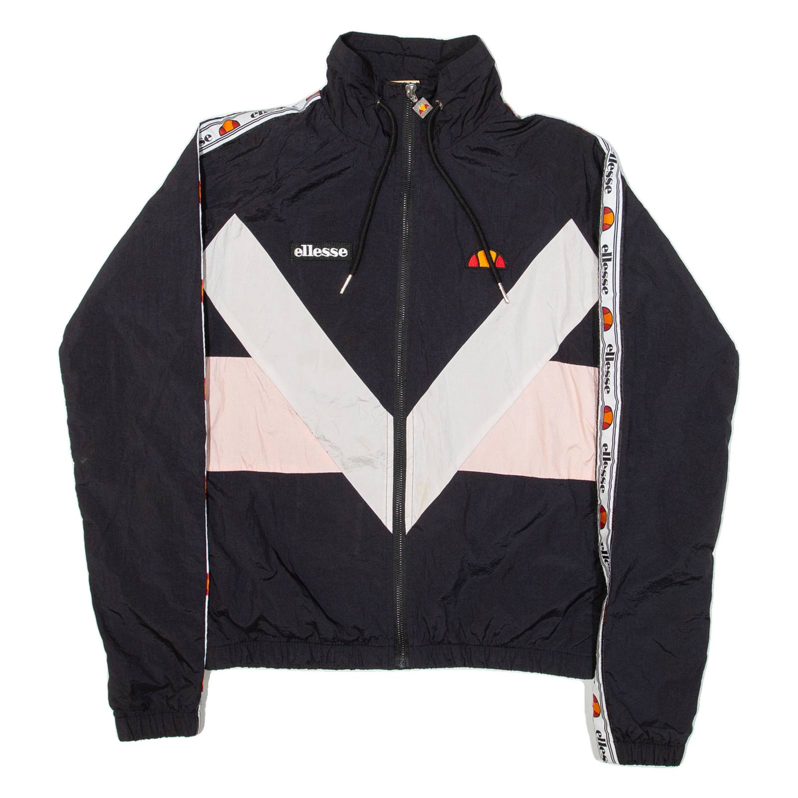 ELLESSE Womens Track Jacket Black Nylon Colourblock UK 6
