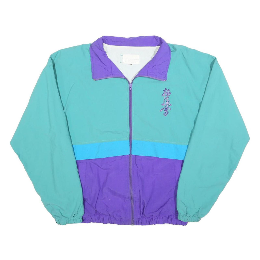 MG NATASPORT Mens Teal & Purple Kyokushin Panelled Zip Jacket M Polyester Blend
