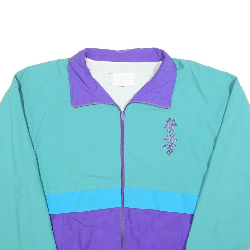 MG NATASPORT Mens Teal & Purple Kyokushin Panelled Zip Jacket M Polyester Blend