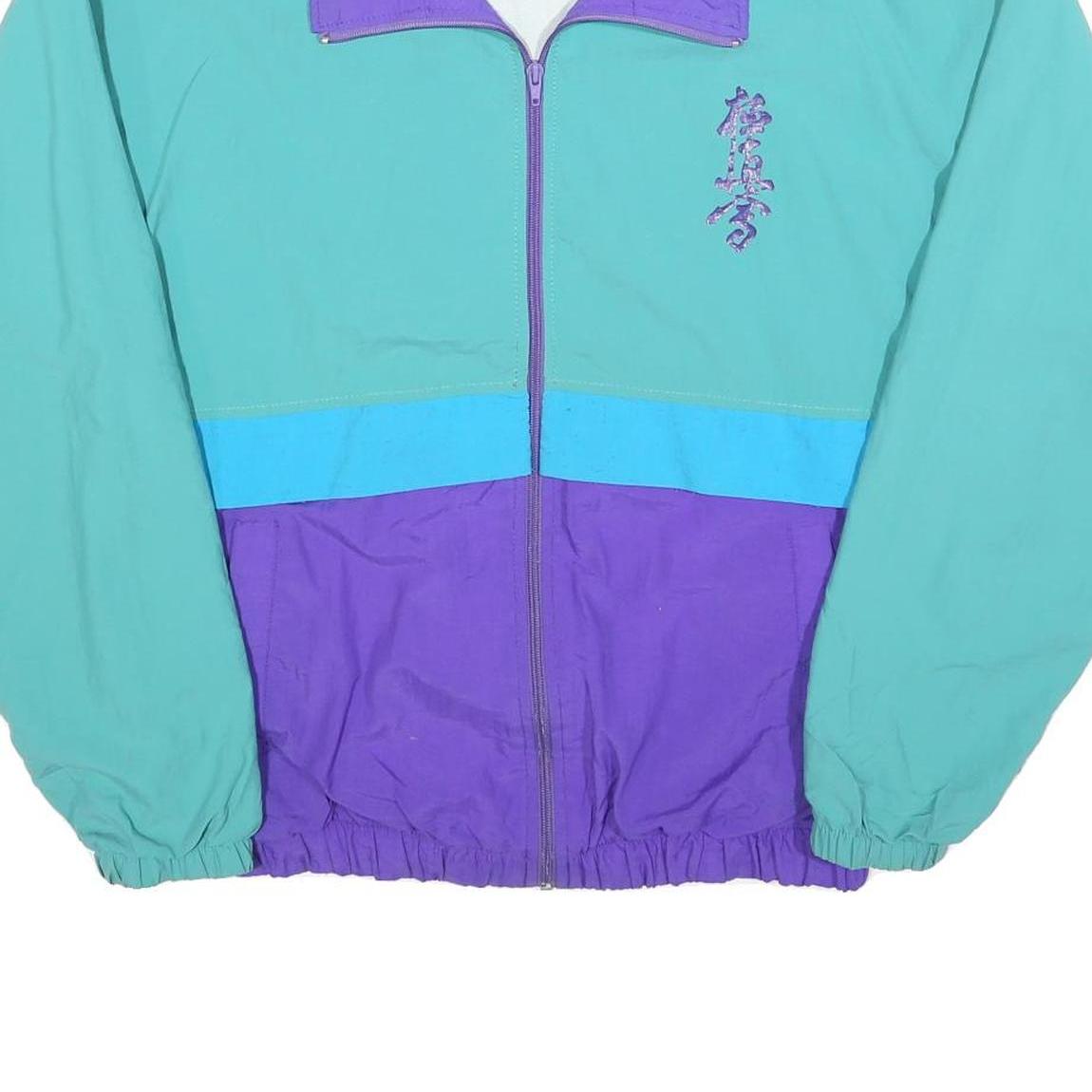 MG NATASPORT Mens Teal & Purple Kyokushin Panelled Zip Jacket M Polyester Blend