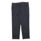 TOMMY HILFIGER Mens Cotton Blend Navy Regular Straight Trousers W34 L28 Classic