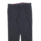TOMMY HILFIGER Mens Cotton Blend Navy Regular Straight Trousers W34 L28 Classic