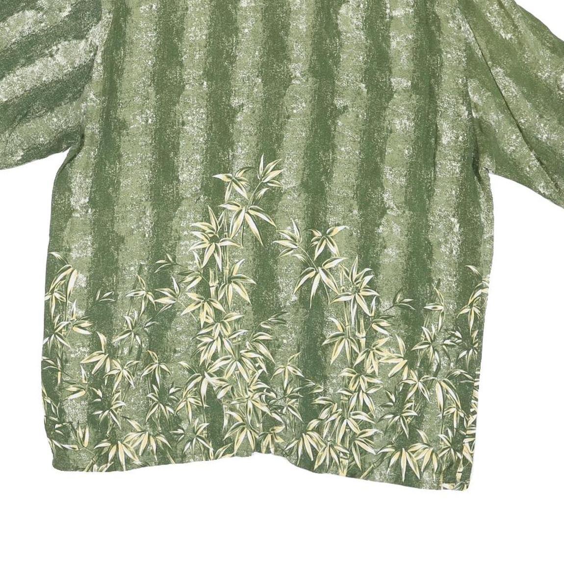 PURITAN Mens Green Polyester Blend Casual Shirt L Bamboo Print Short Sleeve