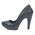 MELISSA Womens Black High Platform Heels Synthetic UK 5 Angel Wing Detail
