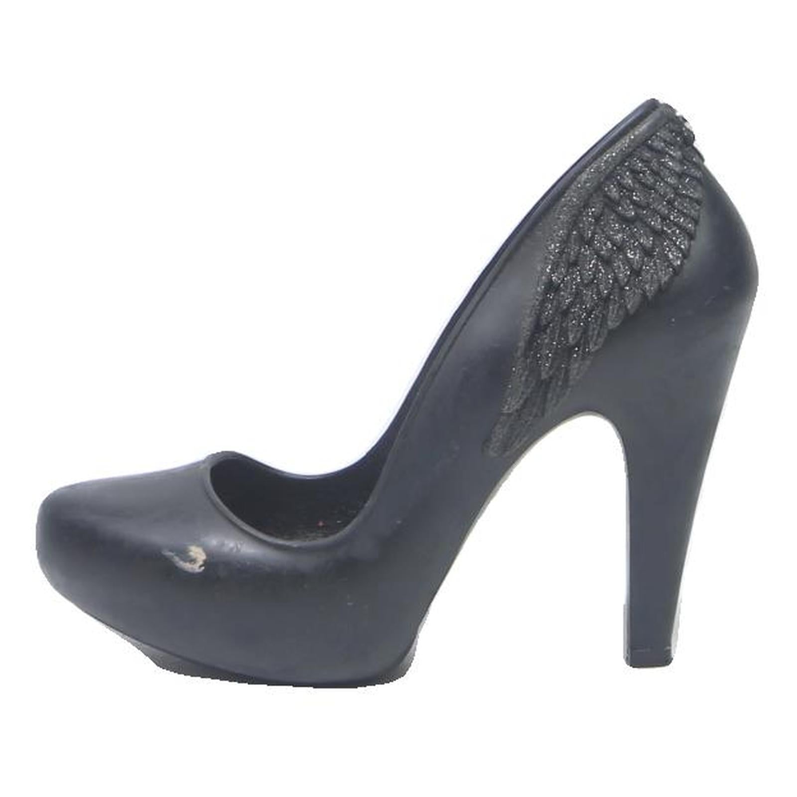 MELISSA Womens Black High Platform Heels Synthetic UK 5 Angel Wing Detail