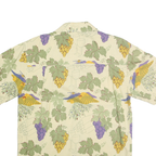 DEMCRAZY Mens Cream & Green Crazy Print Shirt L Cotton Short Sleeve Button