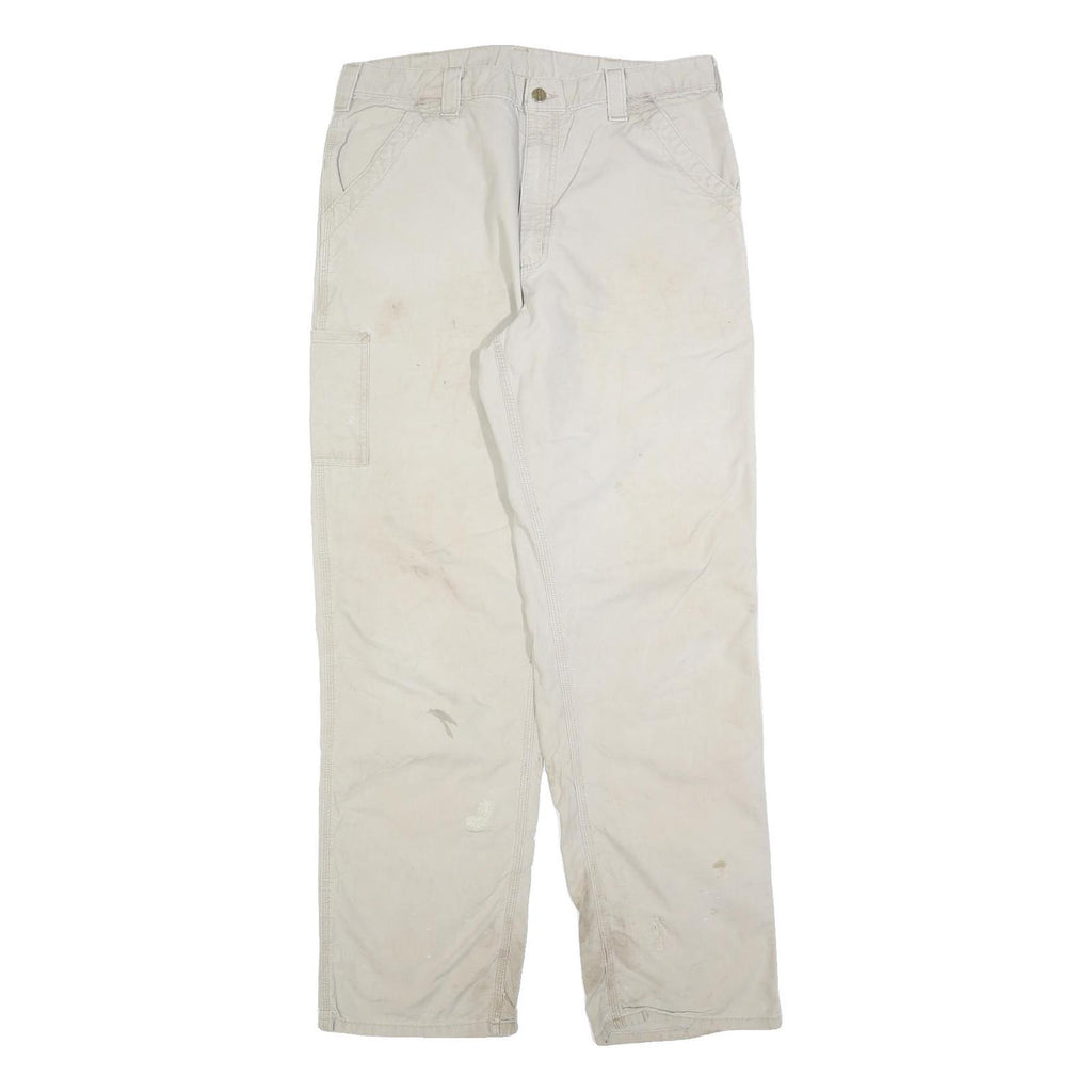 CARHARTT Mens Grey Cotton Blend Relaxed Straight Workwear Trousers W36 L36