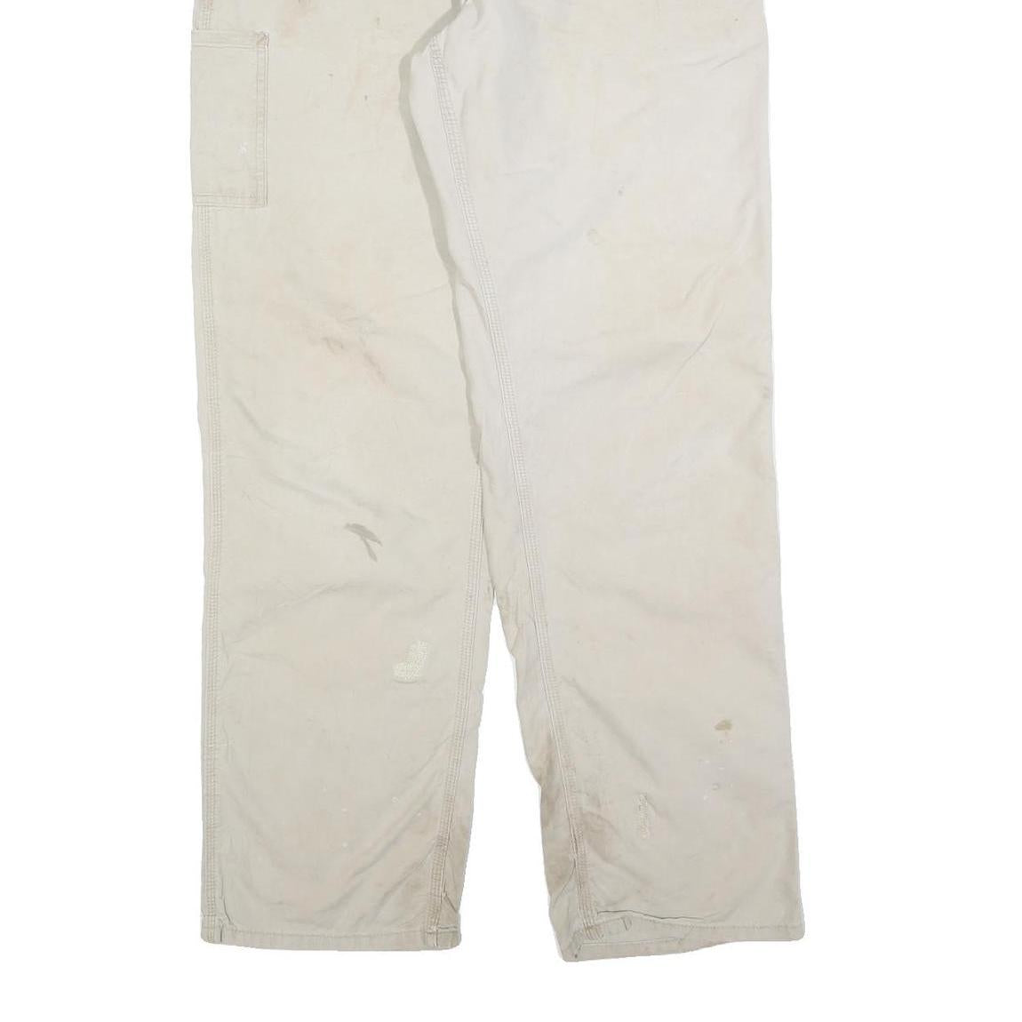 CARHARTT Mens Grey Cotton Blend Relaxed Straight Workwear Trousers W36 L36