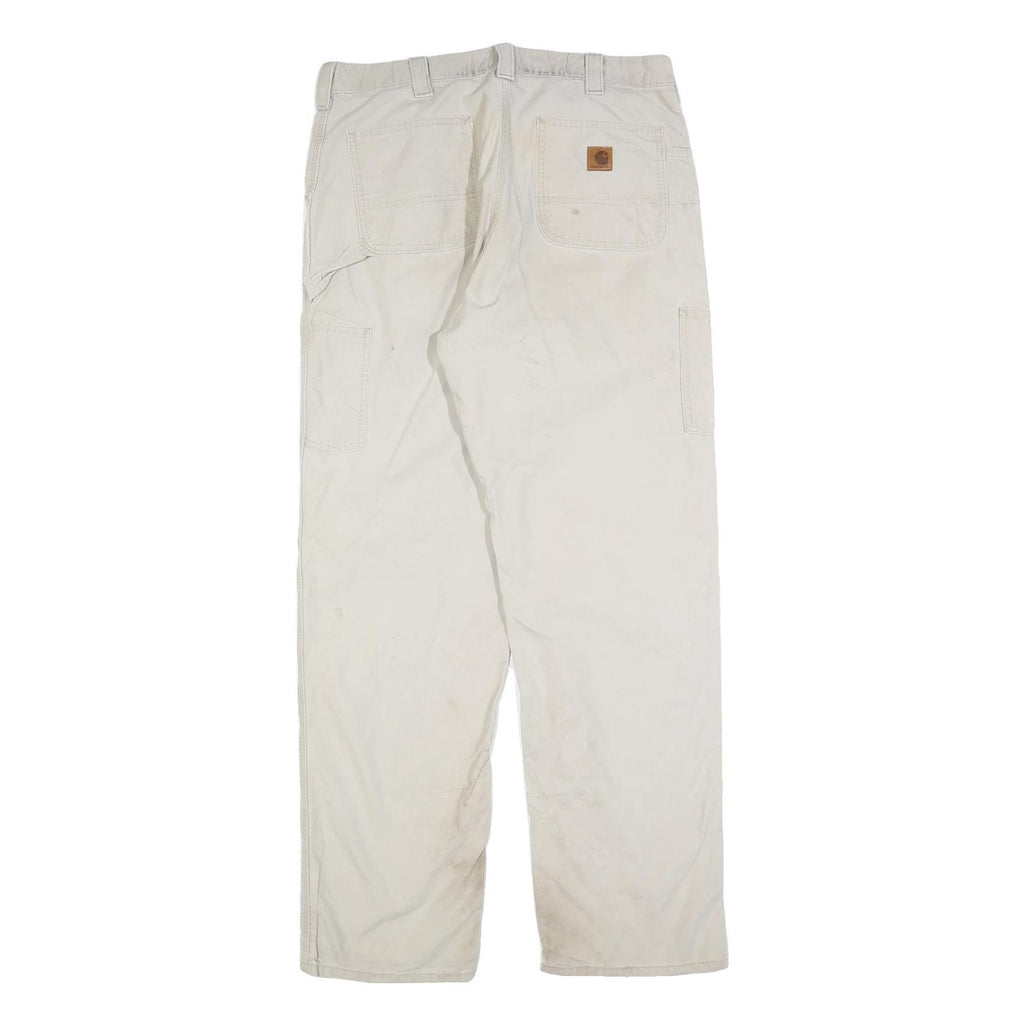 CARHARTT Mens Grey Cotton Blend Relaxed Straight Workwear Trousers W36 L36