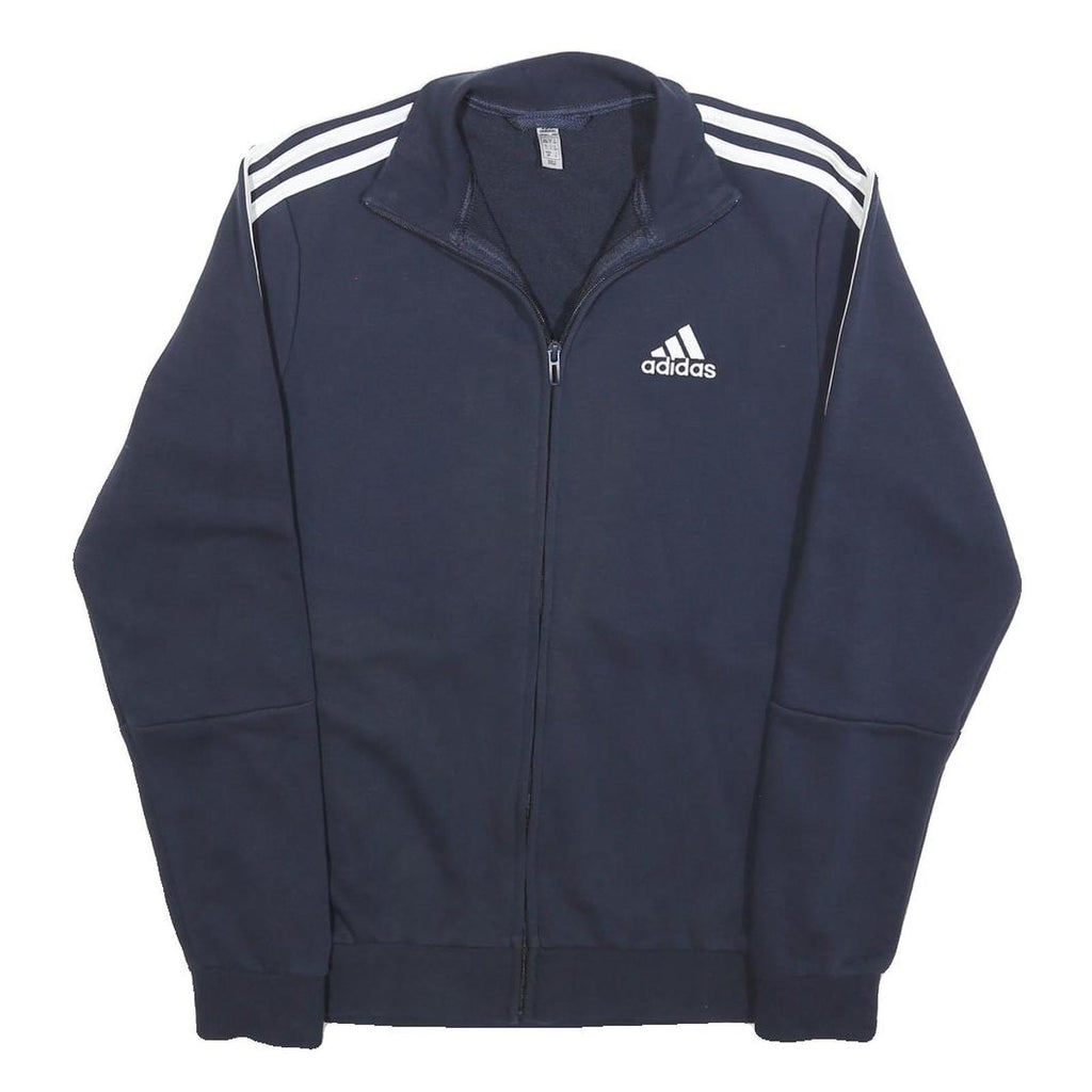 ADIDAS Mens Navy Blue Track Jacket S Cotton Sportswear Zip Zip-Up