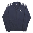 ADIDAS Mens Navy Blue Track Jacket S Cotton Sportswear Zip Zip-Up