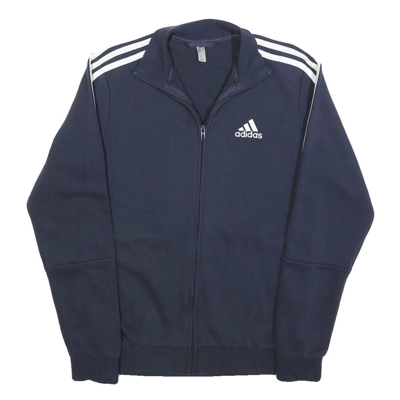 ADIDAS Mens Navy Blue Track Jacket S Cotton Sportswear Zip Zip-Up