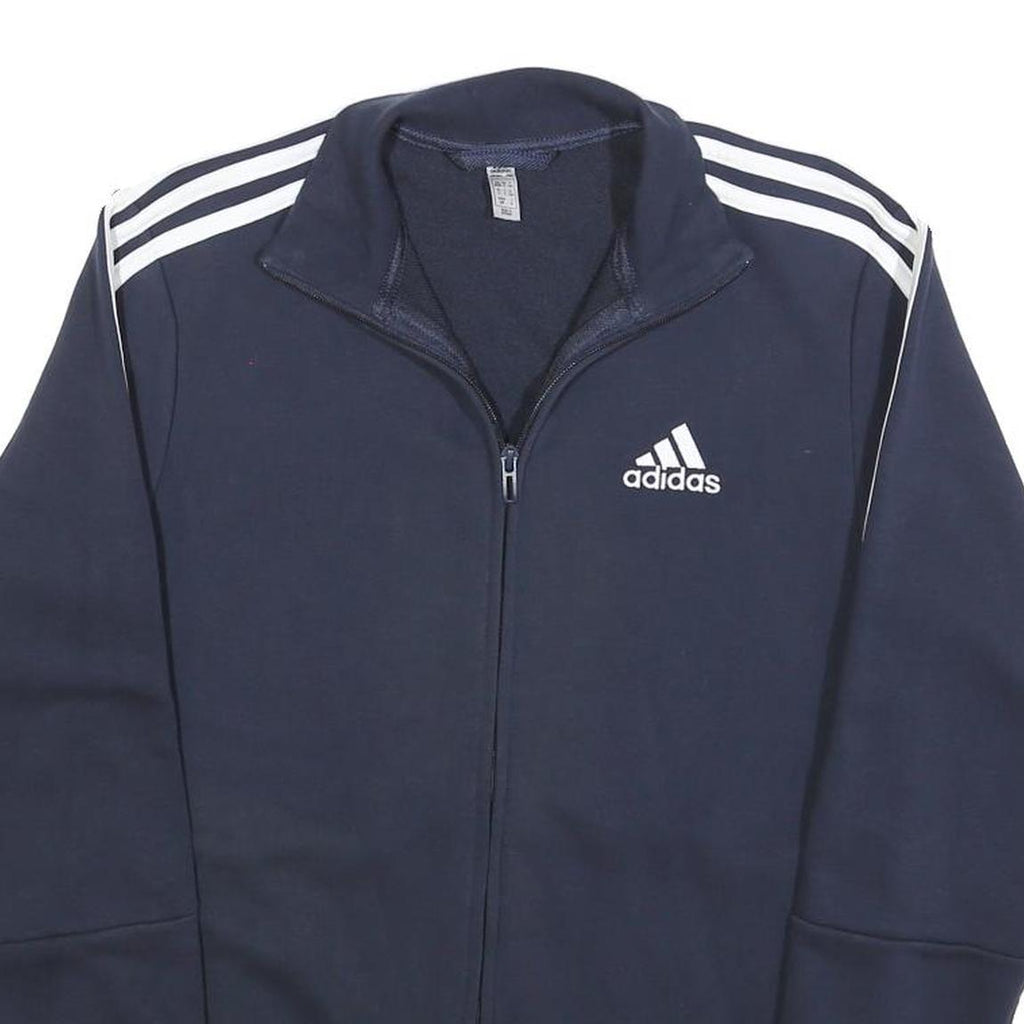ADIDAS Mens Navy Blue Track Jacket S Cotton Sportswear Zip Zip-Up